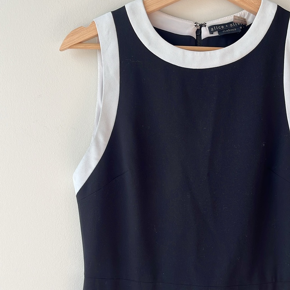 Alice + Olivia Black Mini Dress with White Trim - Picture 6 of 9